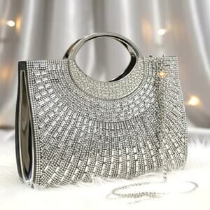 Glamorous Silver Black Crossbody Purse